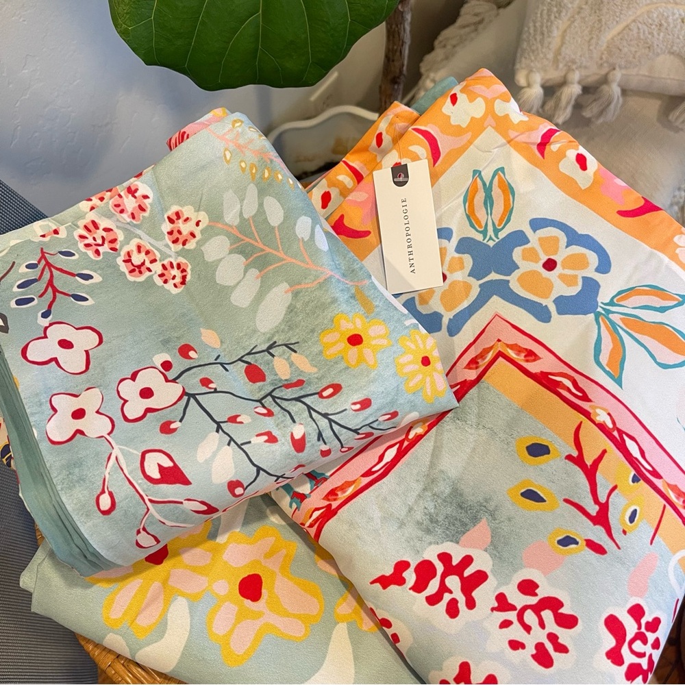 NEW Anthro Blue Jungle Multicolor Boho Queen / King Bedding Duvet & Sham Case - Picture 14 of 16